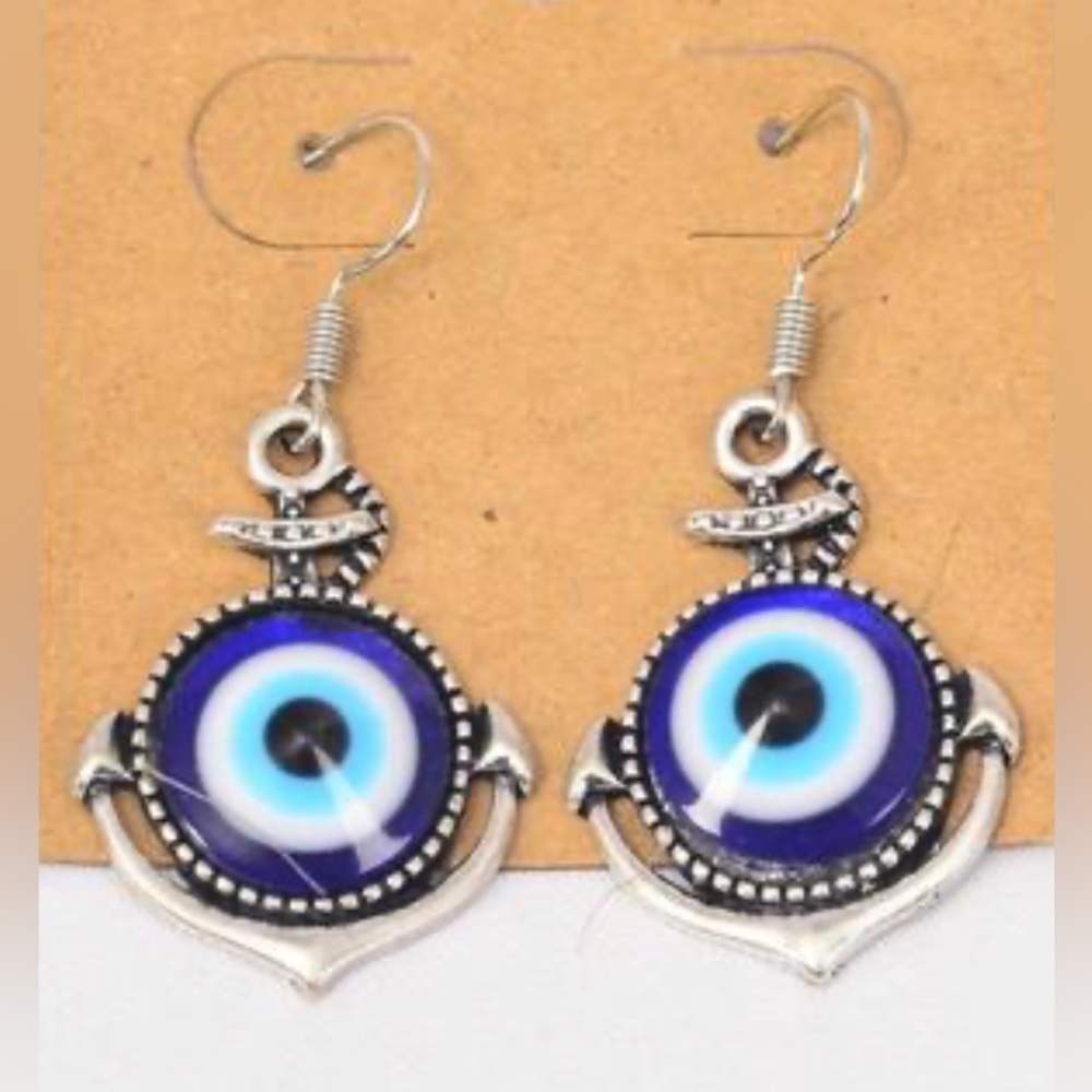 Evil Eye of Protection Anchor Earrings